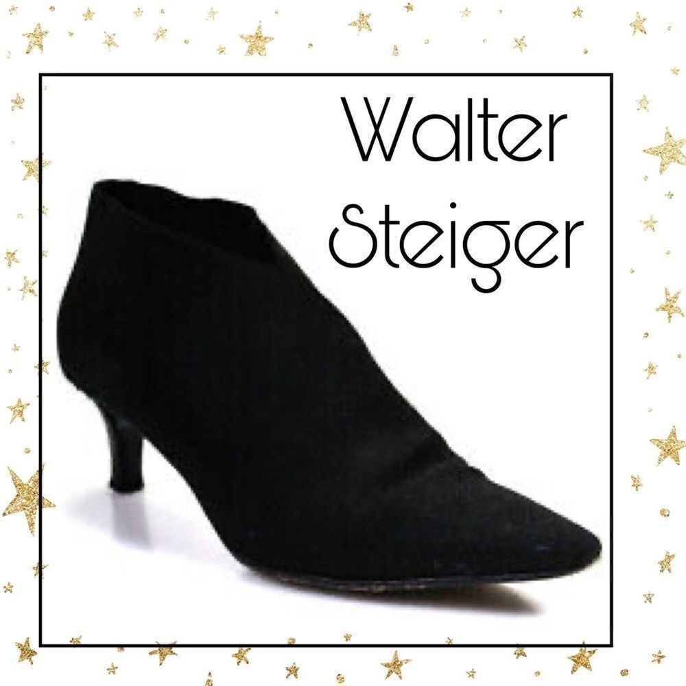 Walter Steiger Black Pointed Toe Ankle Boots 6 6B